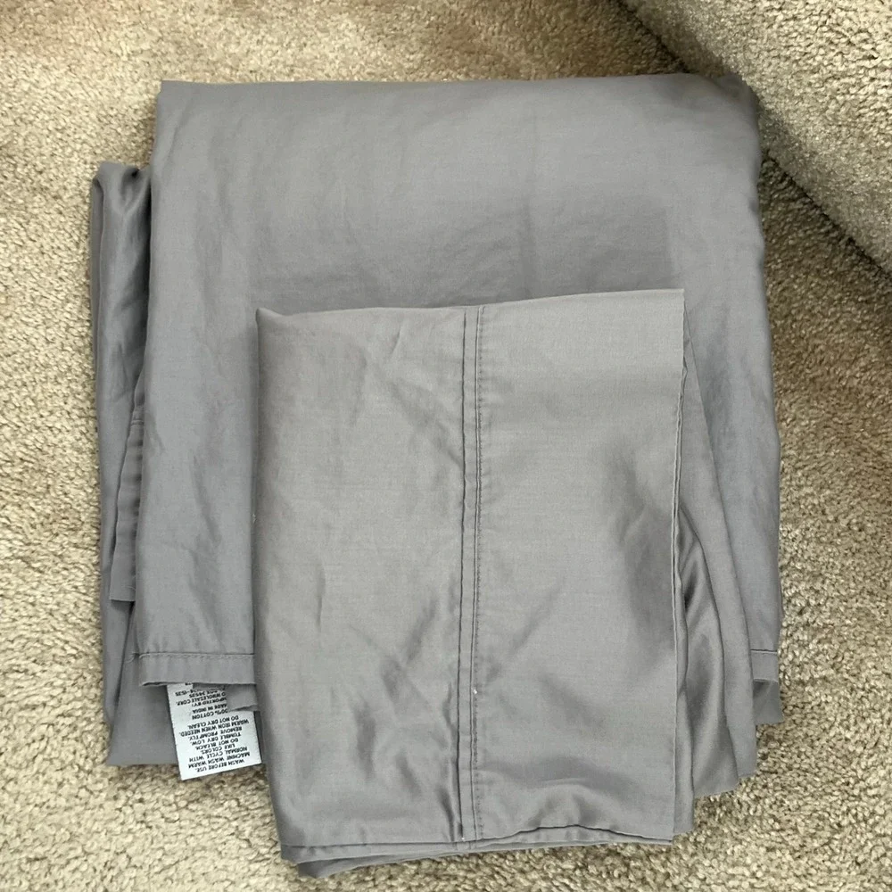 otel Signature Egyptian Cotton 400 TC Queen Flat Sheet 1 Pillowcase Ultra Gray